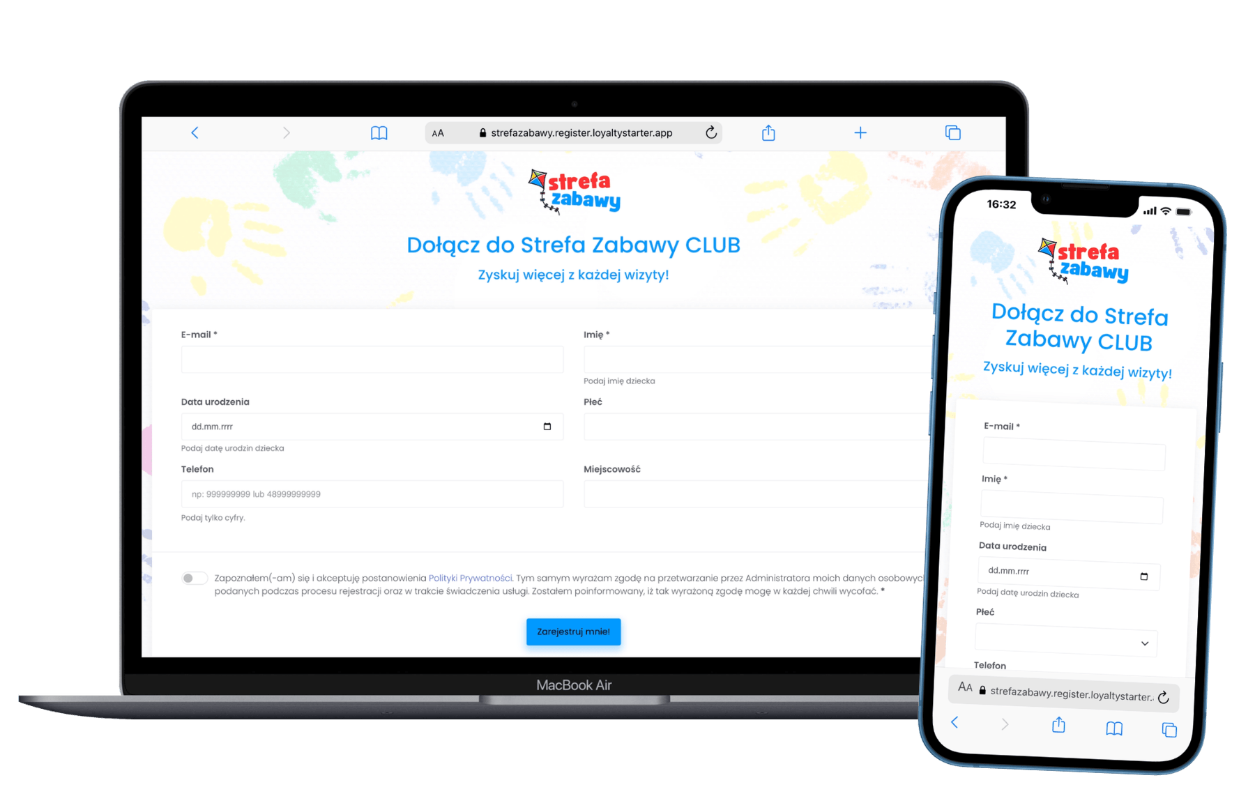 formularz rejestracyjny loyalty starter