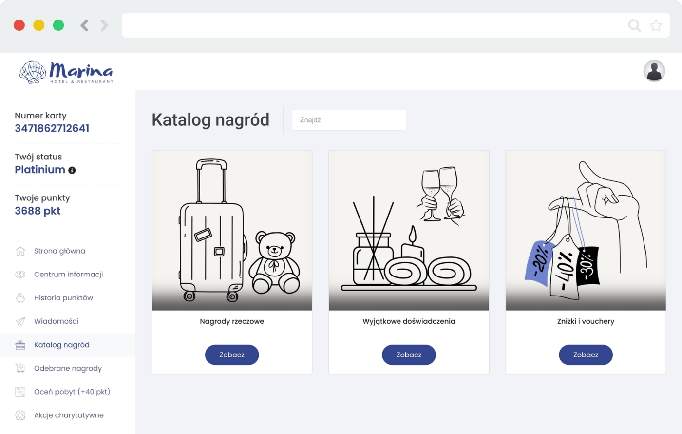 katalog nagród w panelu uczestnika