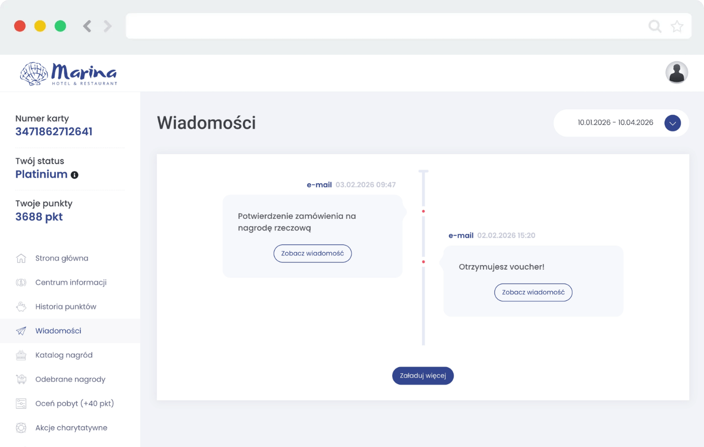 wiadomości w panelu uczestnika