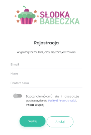 Zrzut ekranu prezentujący formularz rejestracyjny Modułu klienta
