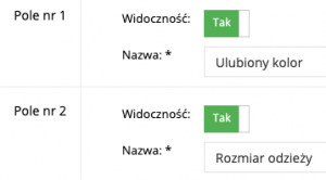 Zrzut ekranu prezentujący formularz zarządzania polami dodatkowymi.