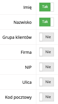 Zrzut ekranu prezentujący formularz zarządzania polami wymaganymi