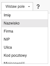 Zrzut ekranu prezentujący możliwość personalizacji wiadomości e-mail