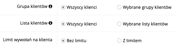 Zrzut ekranu prezentujący formularz ograniczania scenariusza
