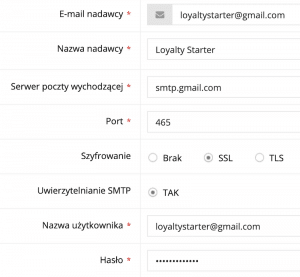 Ustawienia konta pocztowego gmail