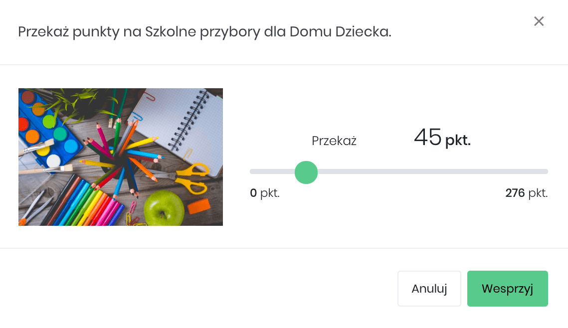 Formularz przekazywania punktów na cel grupowy