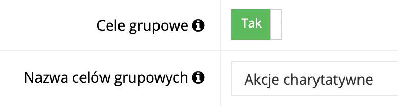 Ustawienia celów grupowych w Module klienta