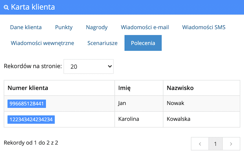 Osoby, które zarejestrowały się w programie z polecenia klienta.