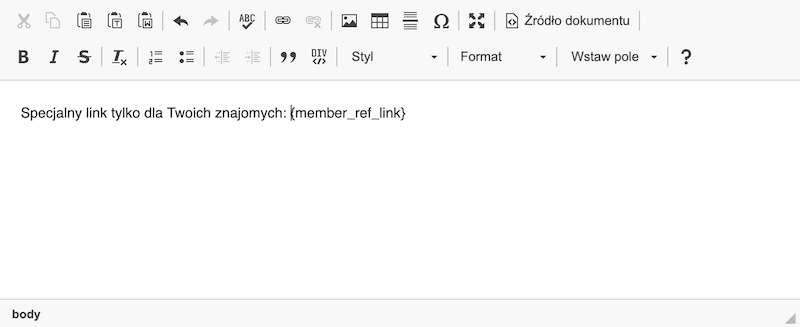 Reflink udostępniany w wiadomości e-mail