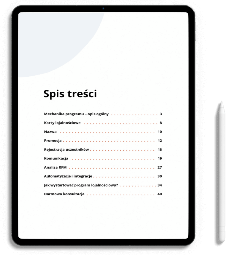 Spis treści - Program lojalnościowy typu cashback dla sklepów detalicznych
