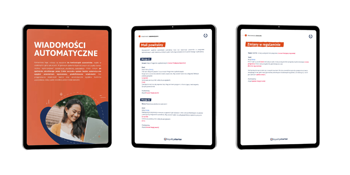 Szablony maili do programu lojalnościowego – 3 strony z e-booka