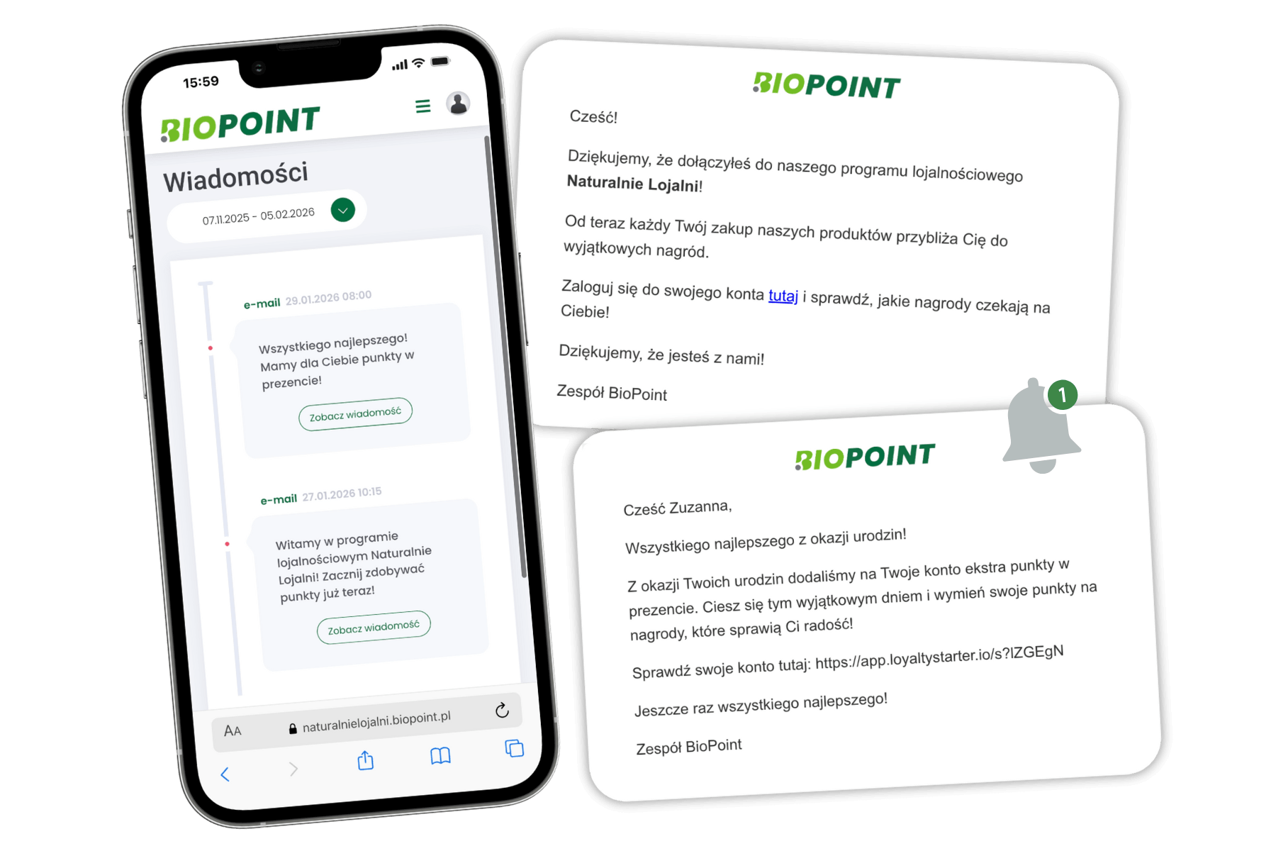 komunikacja w programie lojalnościowym biopoint