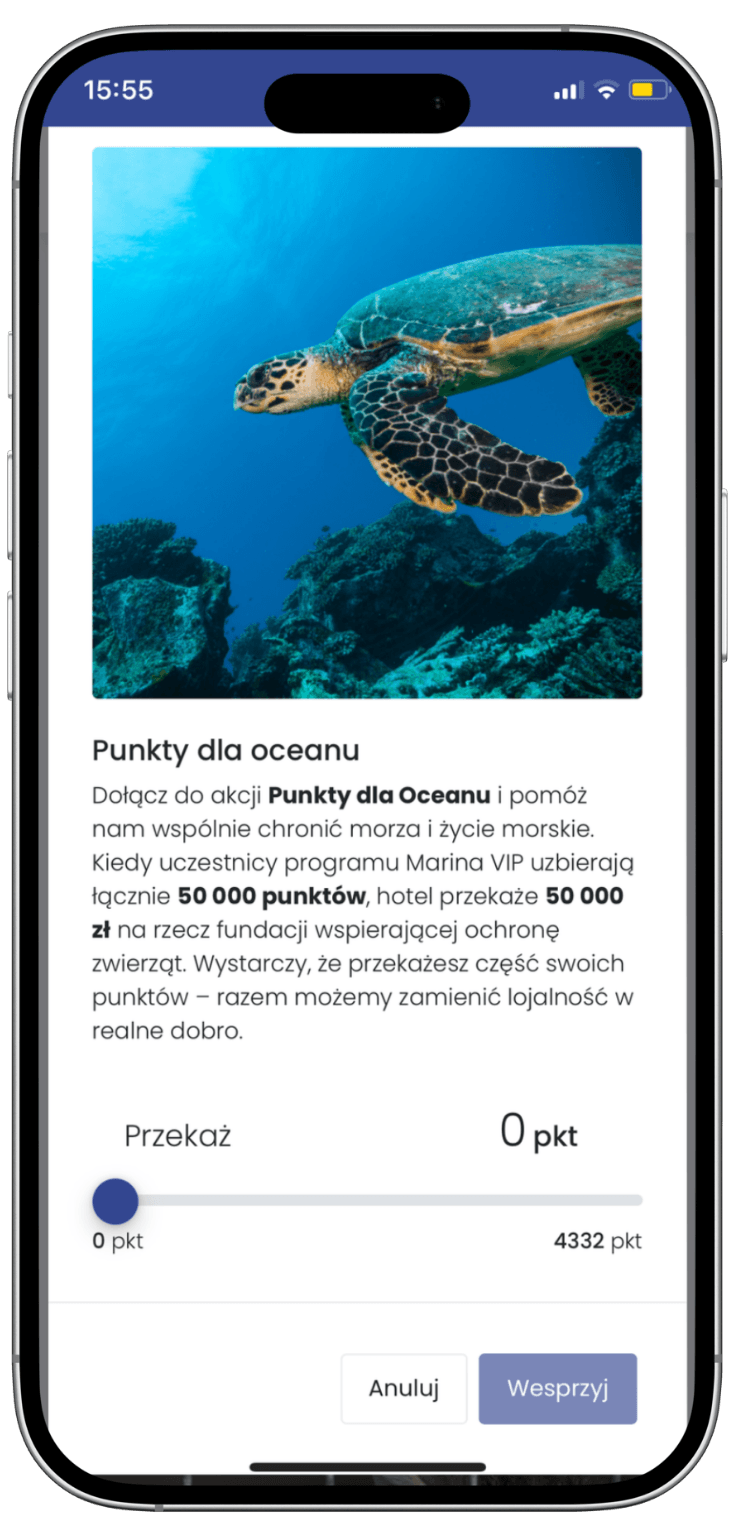 akcje charytatywne w aplikacji lojalnościowej