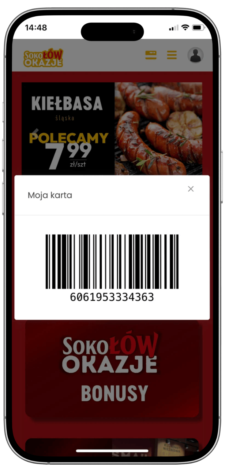 karta w programie lojalnościowym sklepu detalicznego
