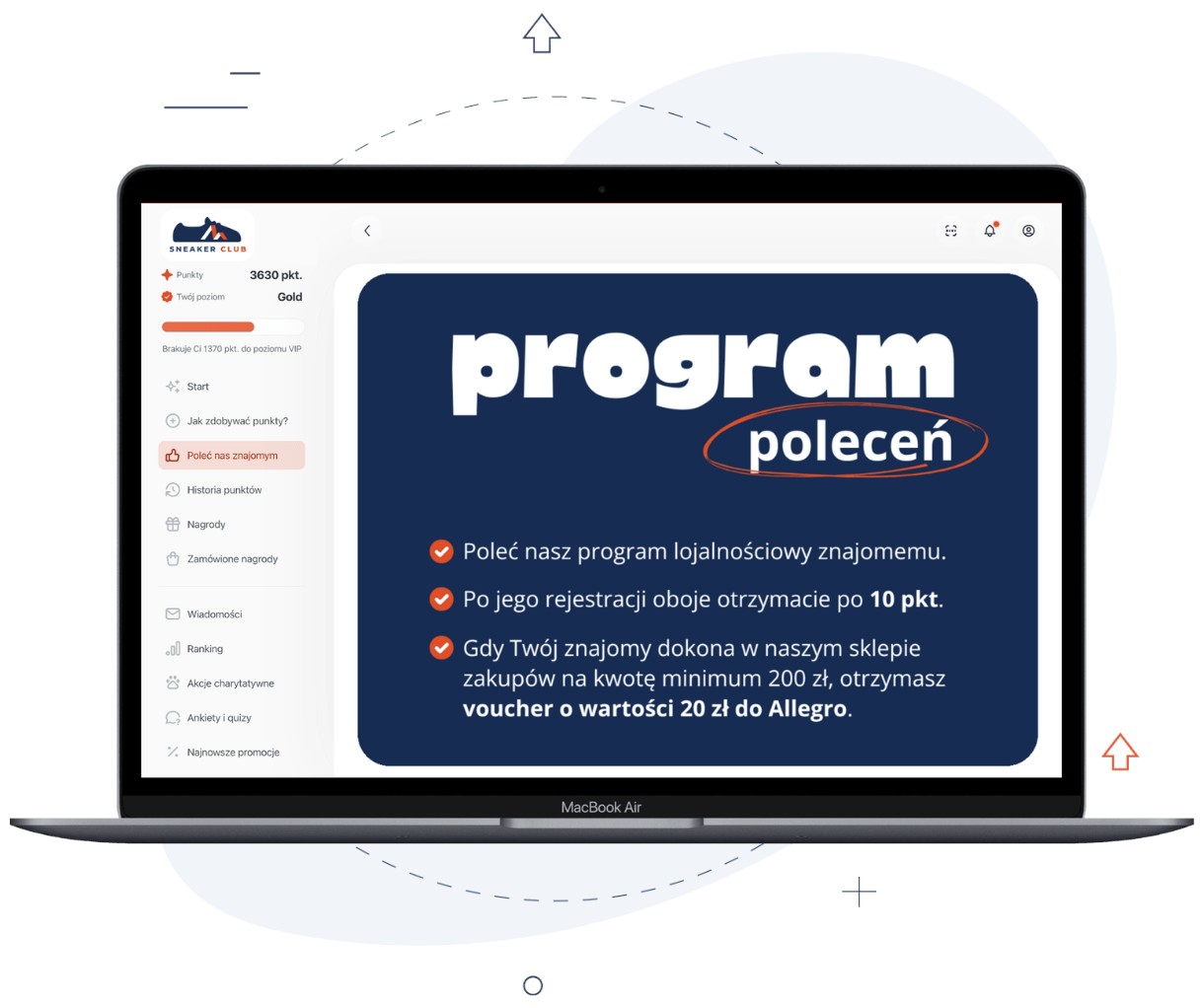 przykład systemu poleceń w programie poleceń programu lojalnościowego
